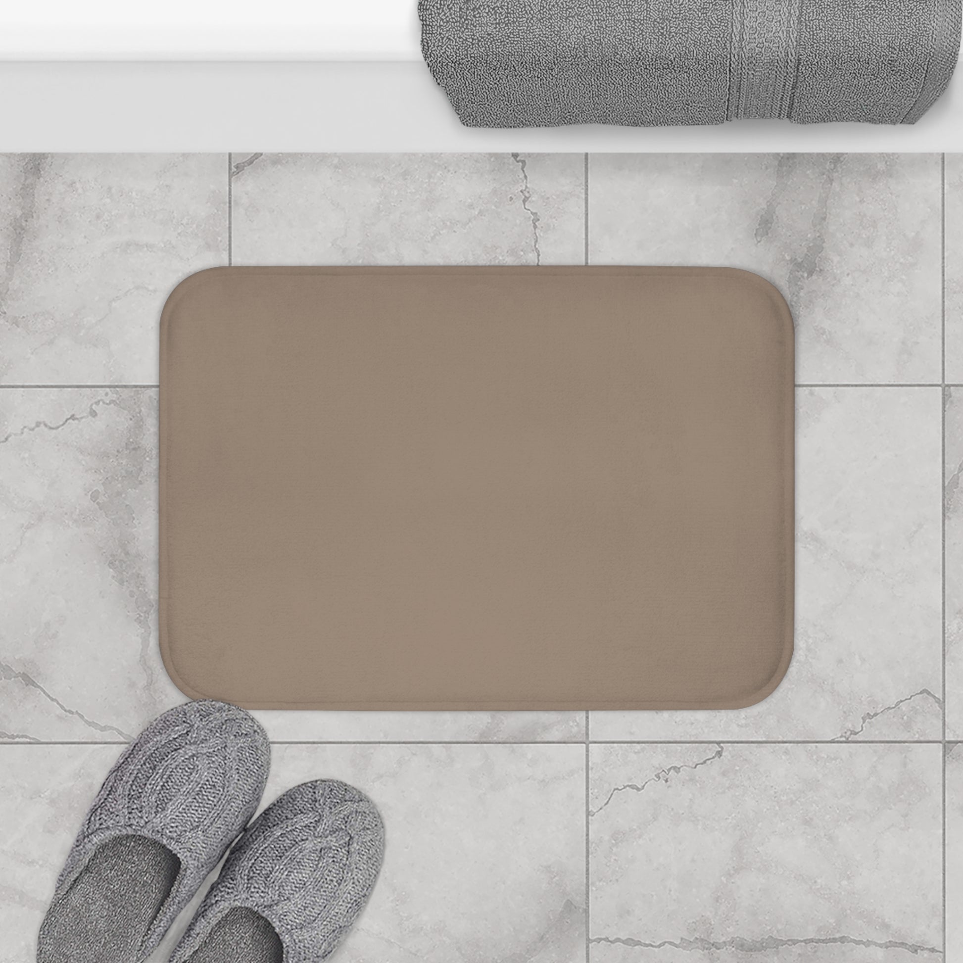 Taupe Memory Foam Bath Mat — Soft Absorbent Bathroom Rug, 2 sizes