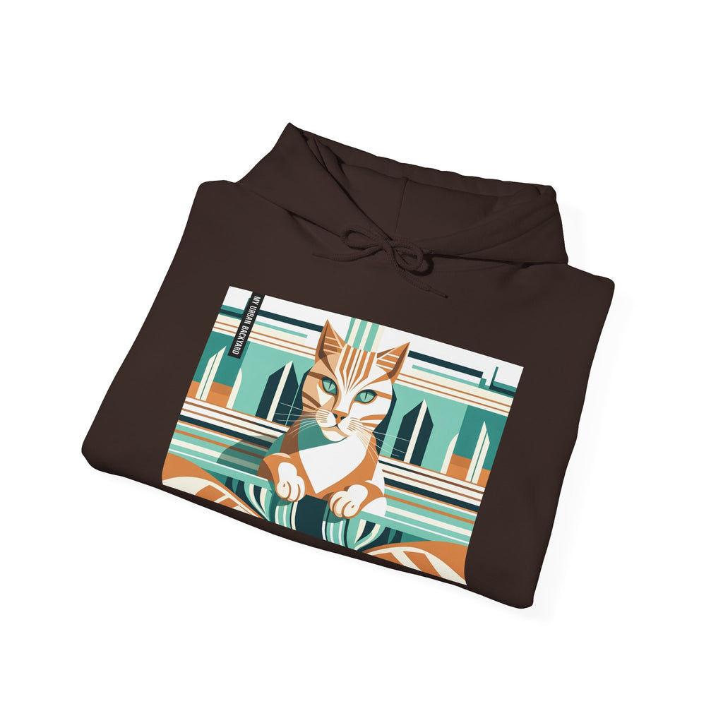 Art Deco Tabby Cat Hoodie, Cozy Graphic Sweatshirt for Cat Lovers, Perfect Gift for Pet Owners, Casual Wear, Unique Art Apparel