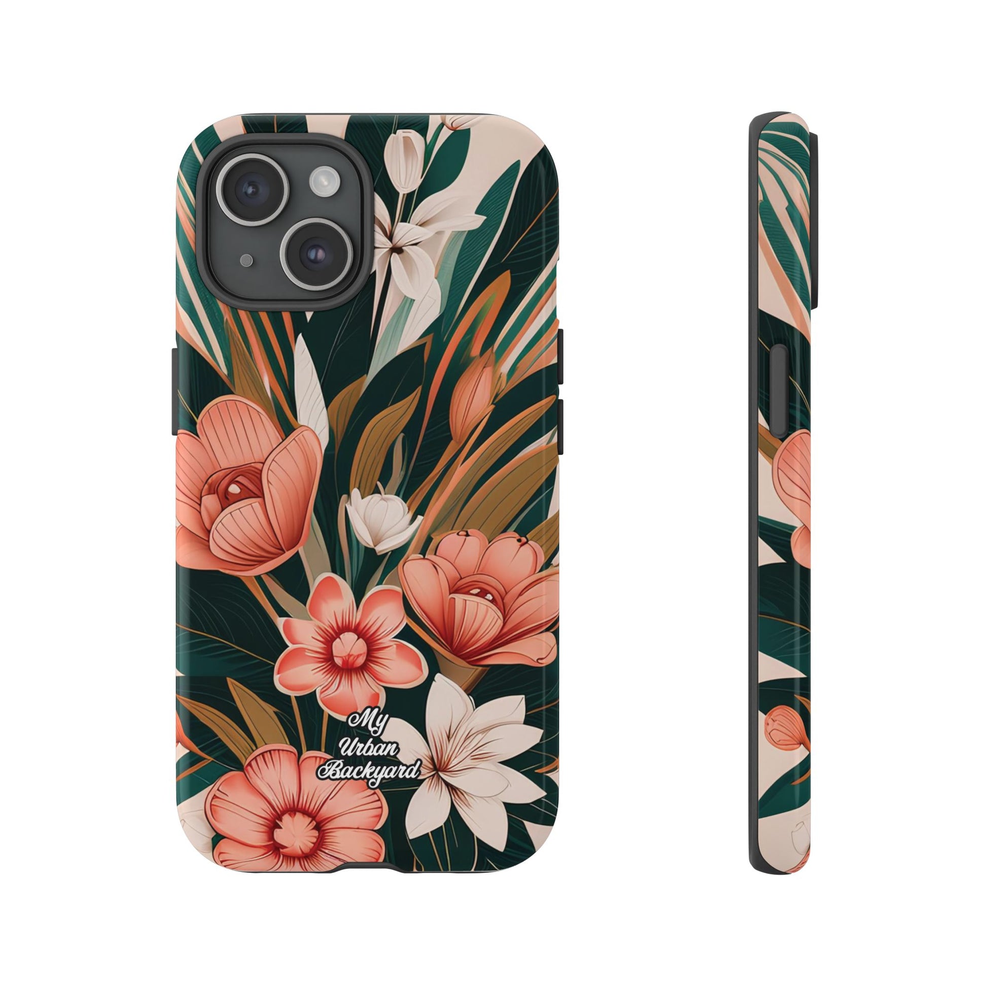 Peach Art Deco Flowers, Cell Phone Case - Apple, Samsung, Google Pixel