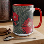 Red and White Flowers, Ceramic Coffee Mug