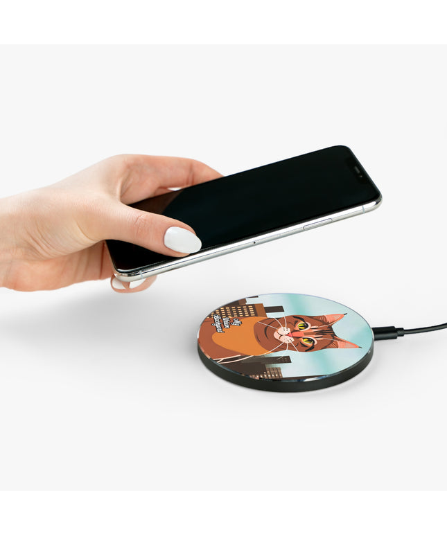 Urban Tabby Cat, 10W Wireless Charger for iPhone, Android, Earbuds