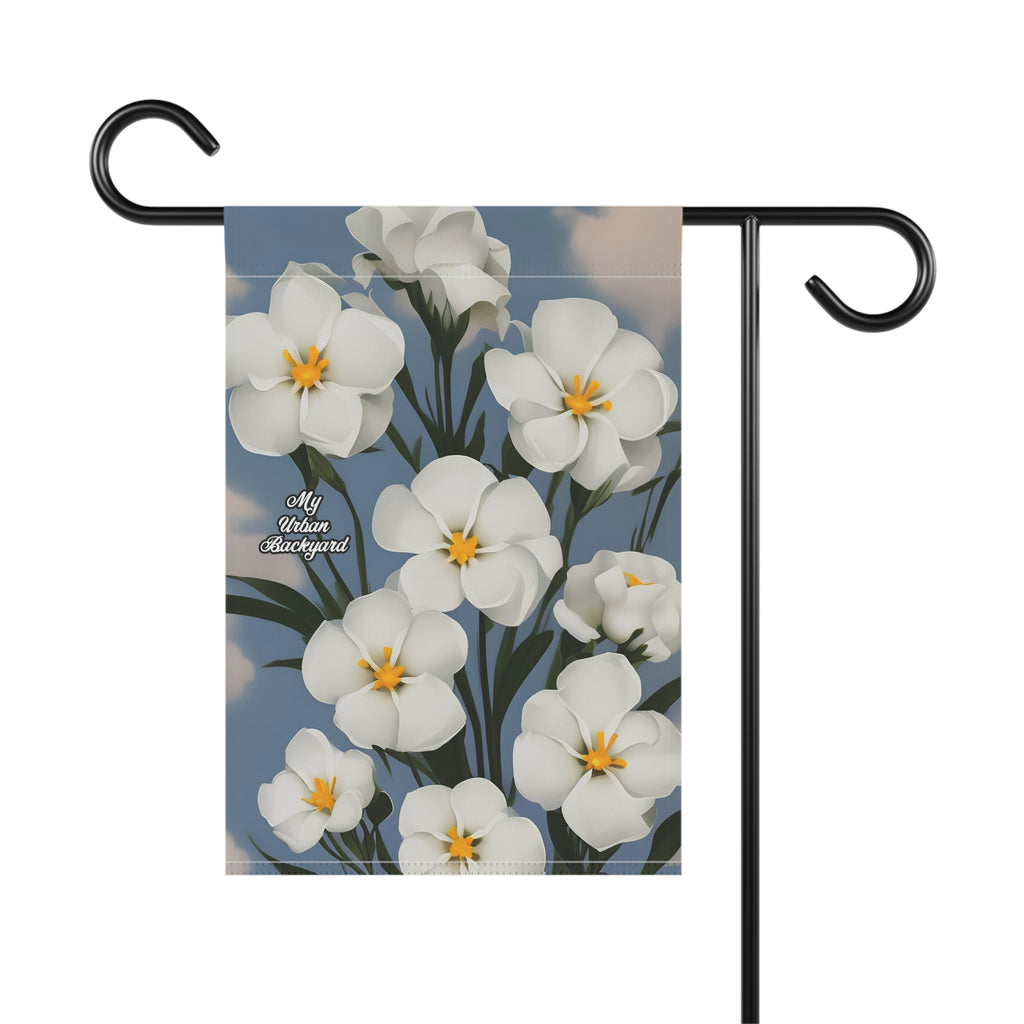 Outdoor Garden Flag for Yard, Patio or Work Decor, Double Sided, Vertical, Flag only - White Flowers