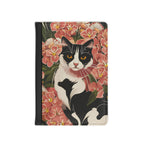 Black & White Cat in Flowers Passport Cover