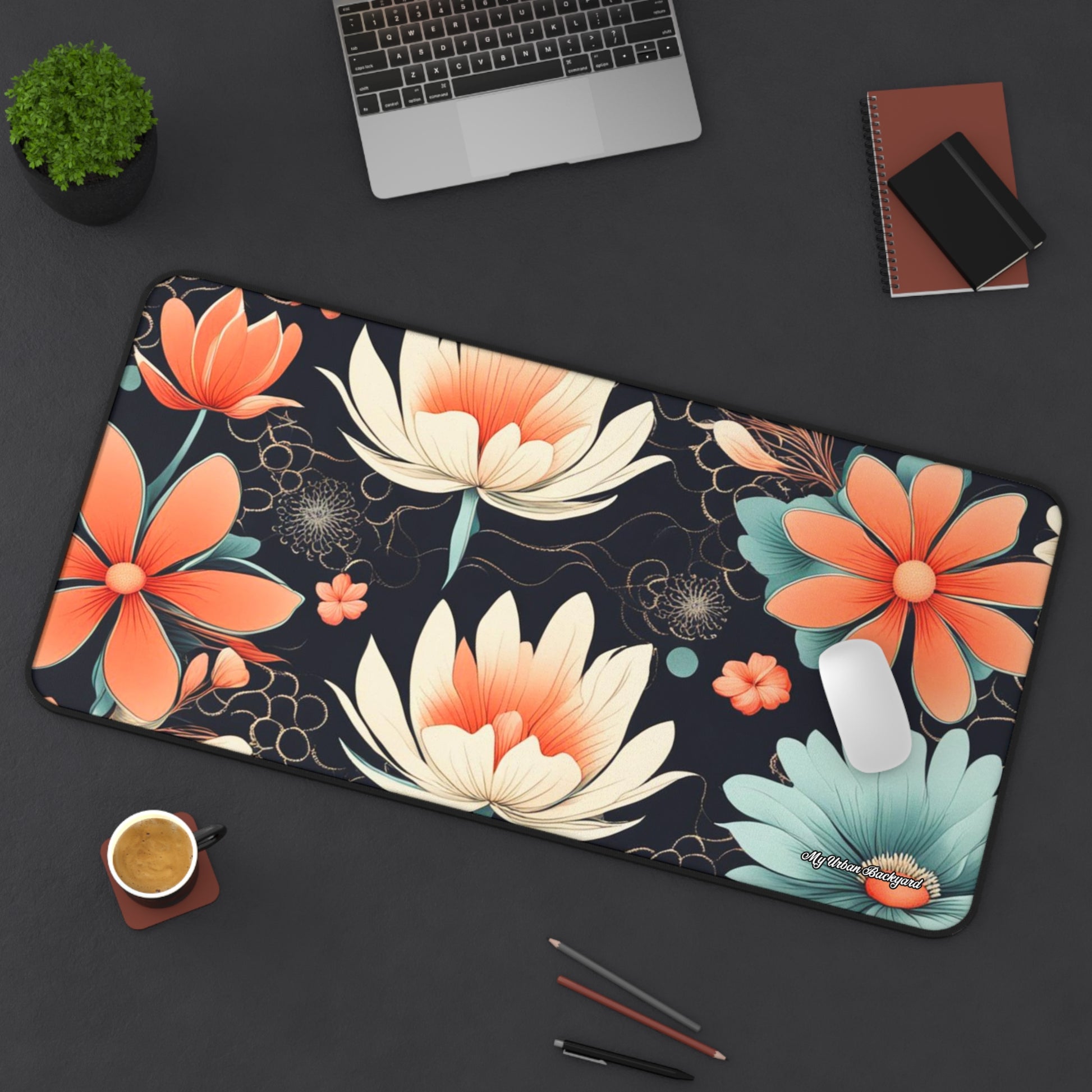 Water Lily Flowers Desk Mat - Colorful Workspace Decor, Great for Home Office, Gift for Students, Unique Mouse Pad, Pretty Desk Accessories, 3 Sizes