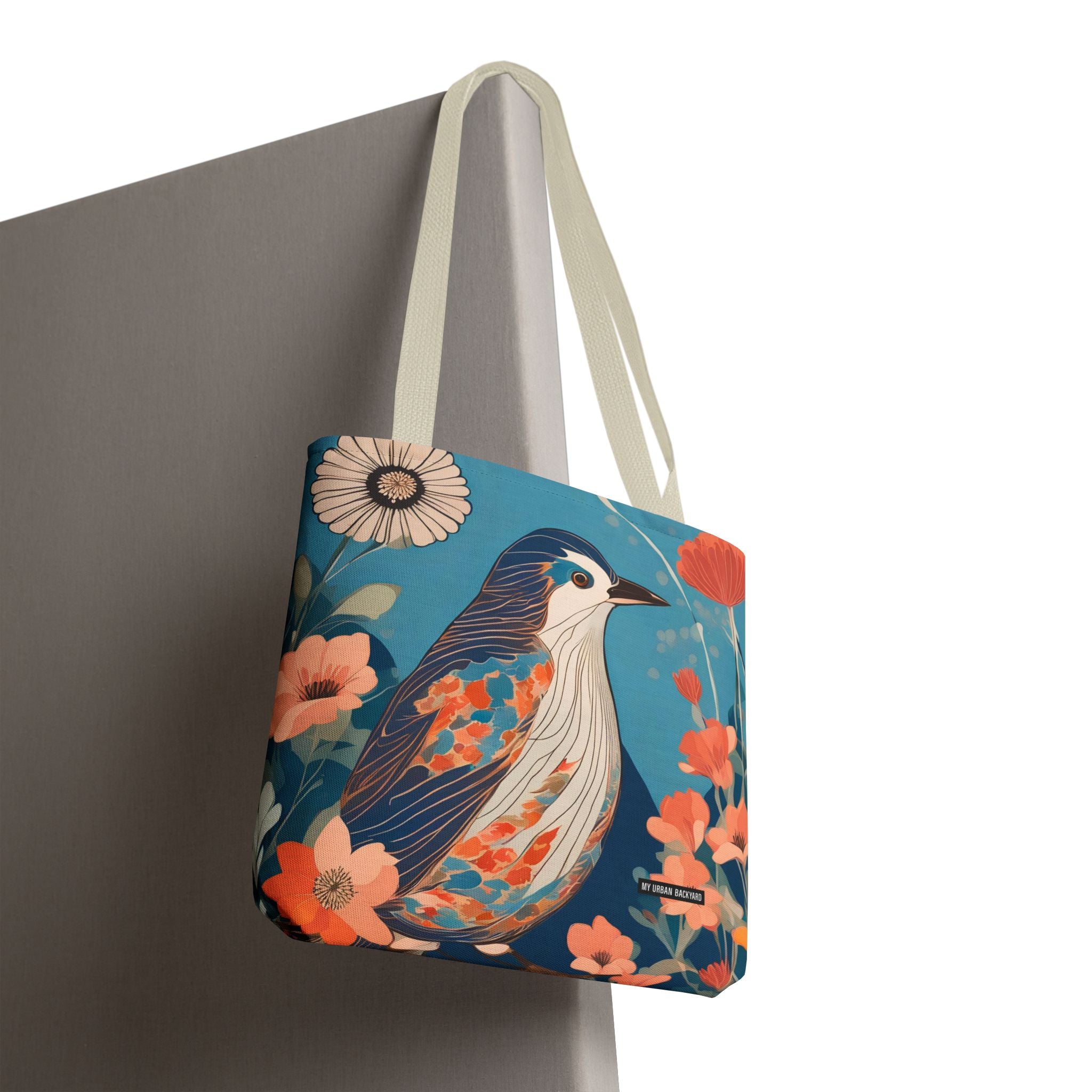 Colorful Bird, Everyday Tote Bag w Cotton Handles