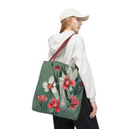 White and Red Wildflowers Tote Bag with Cotton Handles For Everyday Use, 3 Sizes
