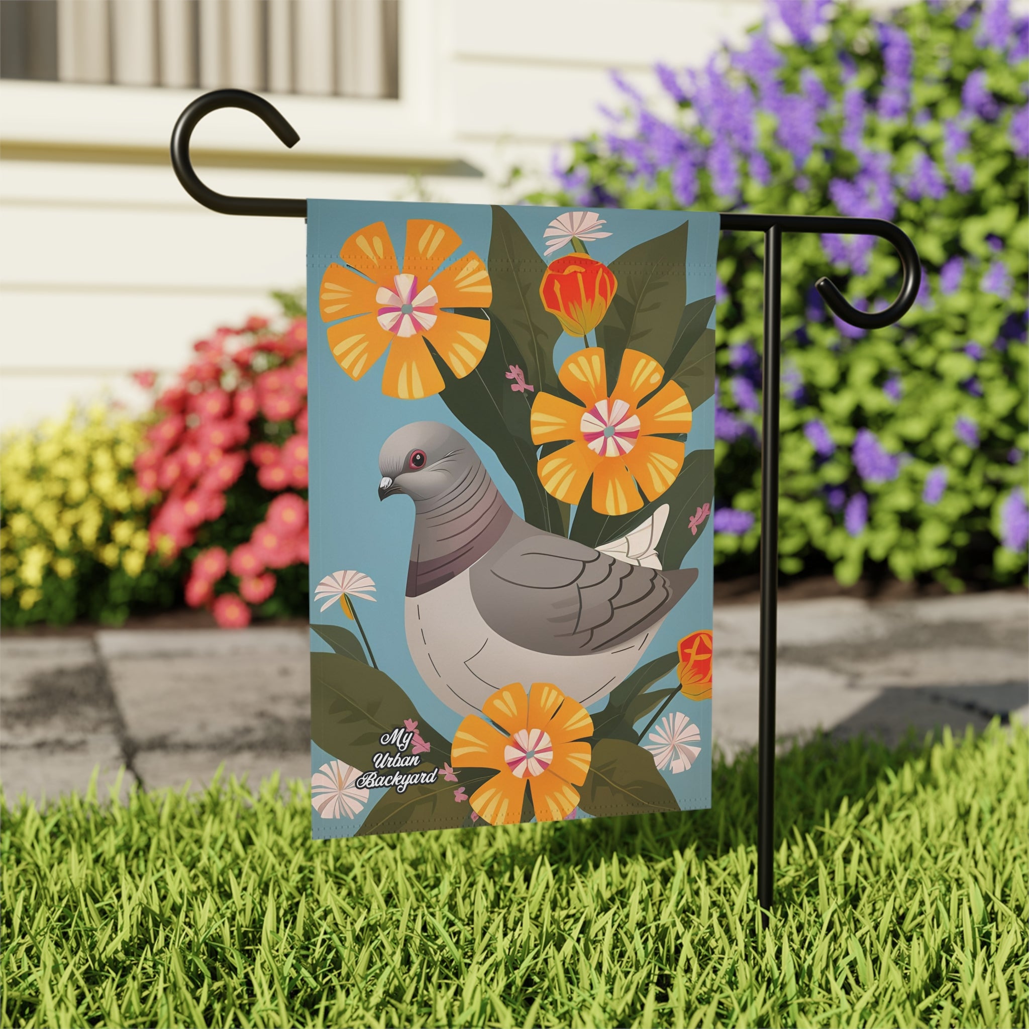 Pigeon and Flowers, Garden Flag