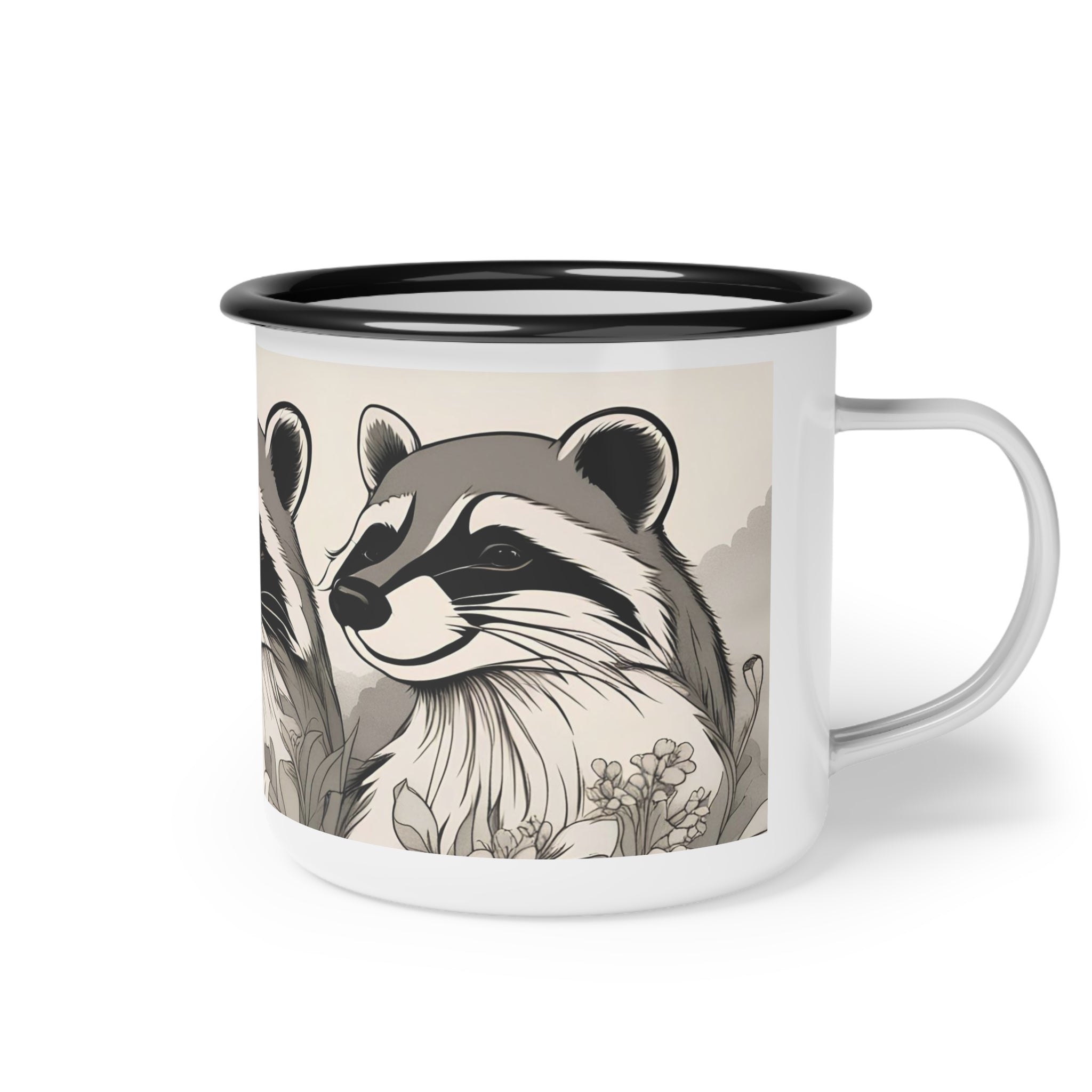 Three Raccoons, Enamel Camping Mug