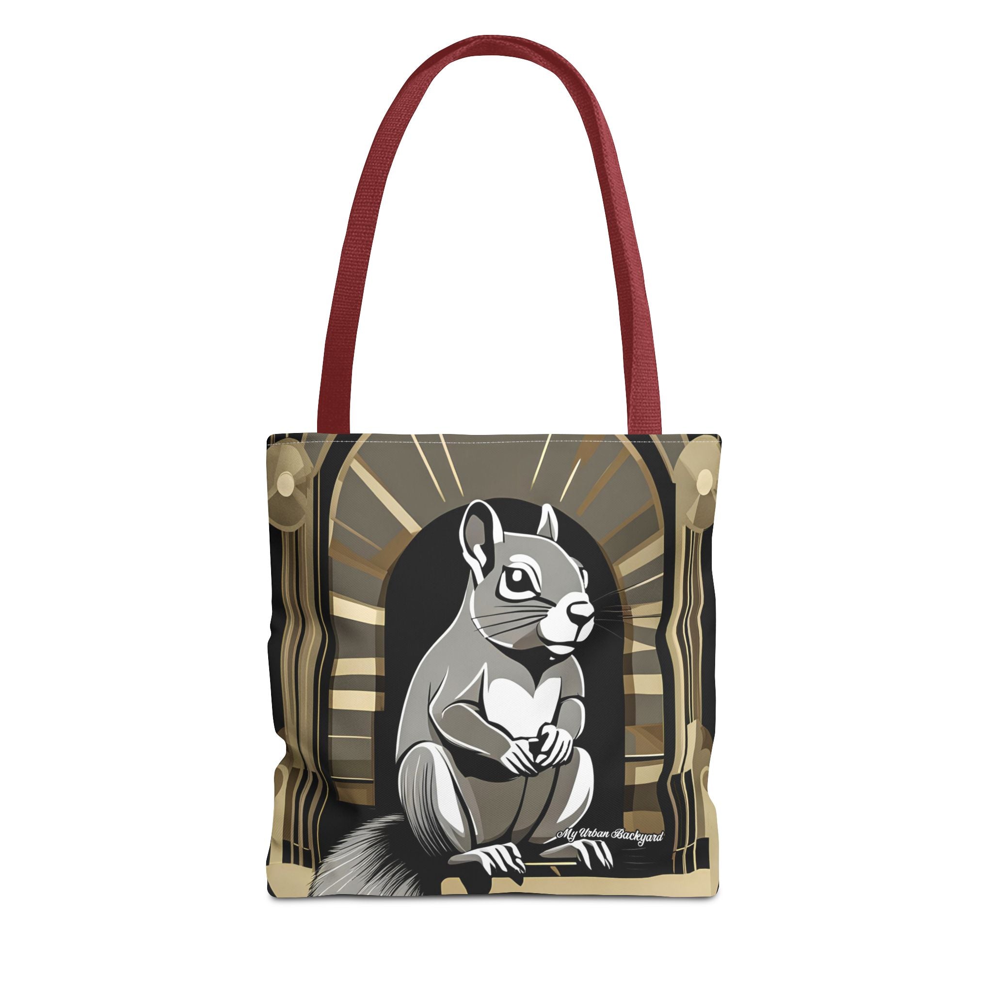 Art Deco Squirrel, Tote Bag with Cotton Handles For Everyday Use, 3 Sizes