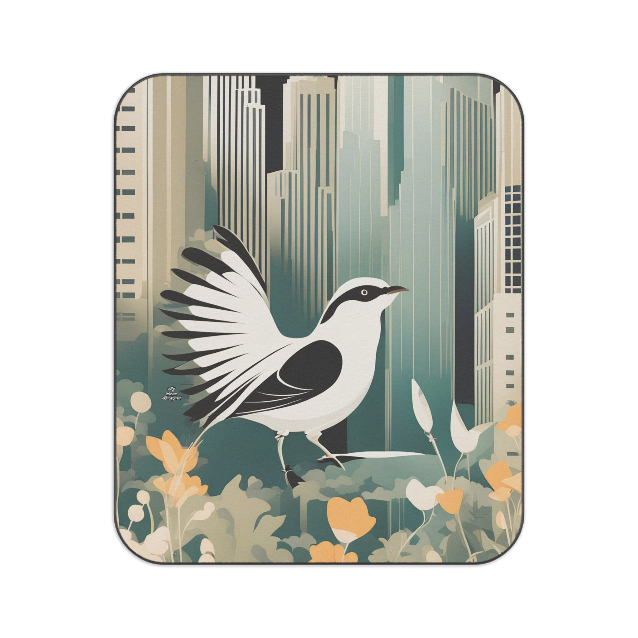 City Bird, Cozy Outdoor Picnic Blanket, Water-Resistant Bottom, 51" × 61"