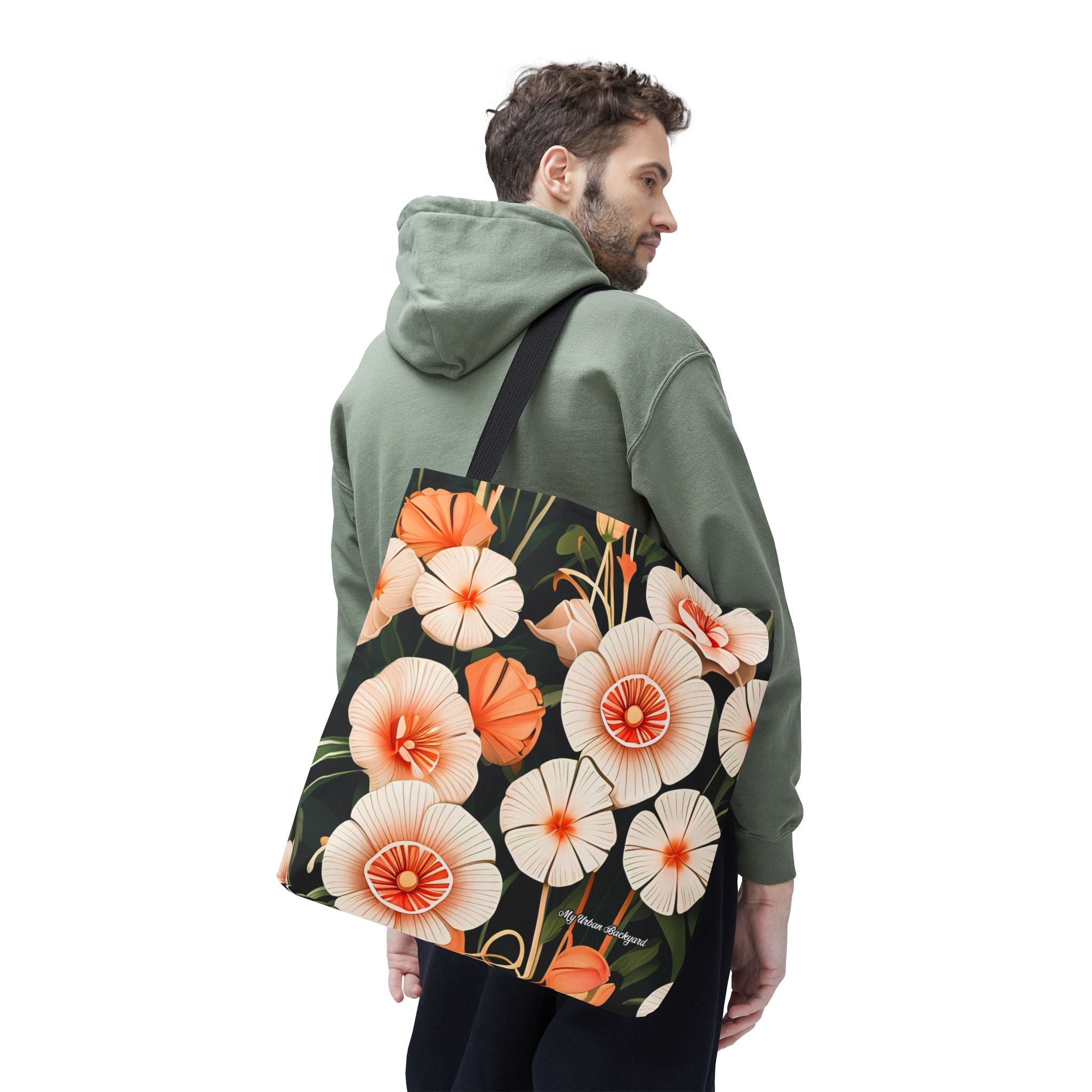 Art Deco Flowers Tote Bag with Cotton Handles For Everyday Use, 3 Sizes