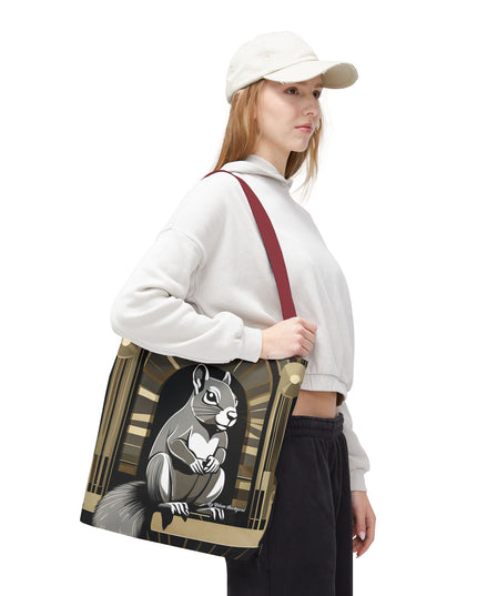Art Deco Squirrel, Tote Bag with Cotton Handles For Everyday Use, 3 Sizes