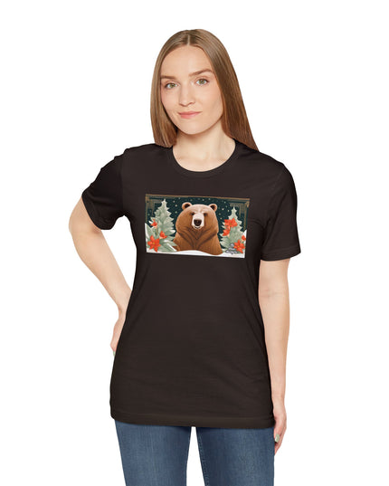 Art Deco Holiday Bear, Soft 100% Jersey Cotton T-Shirt, Unisex, Short Sleeve, Retail Fit