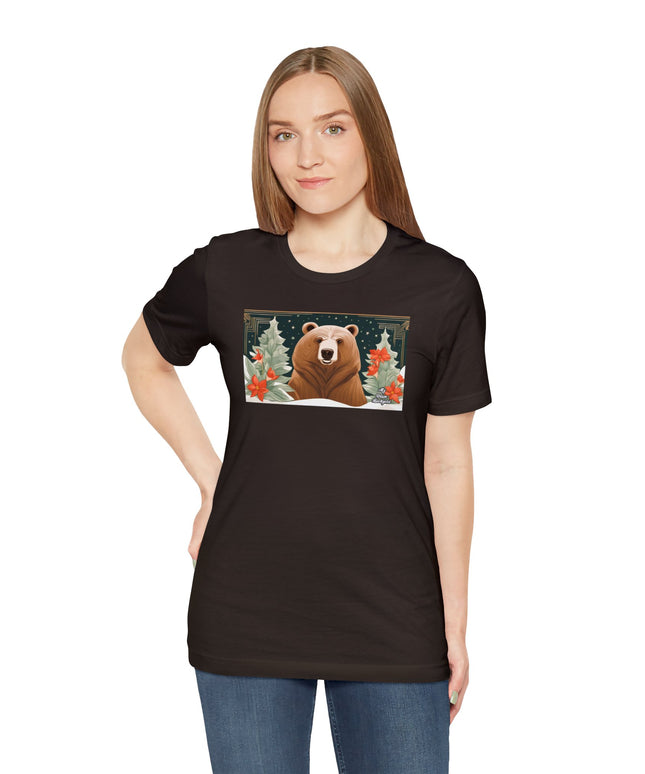 Art Deco Holiday Bear, Soft 100% Jersey Cotton T-Shirt, Unisex, Short Sleeve, Retail Fit