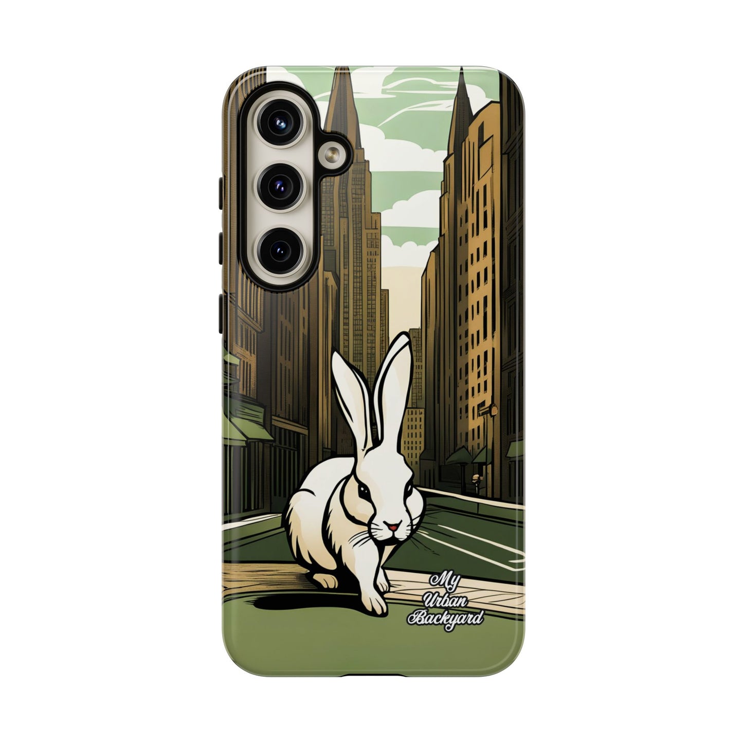 White Rabbit on a City Street, Cell Phone Case - Apple, Samsung, or Google Pixel