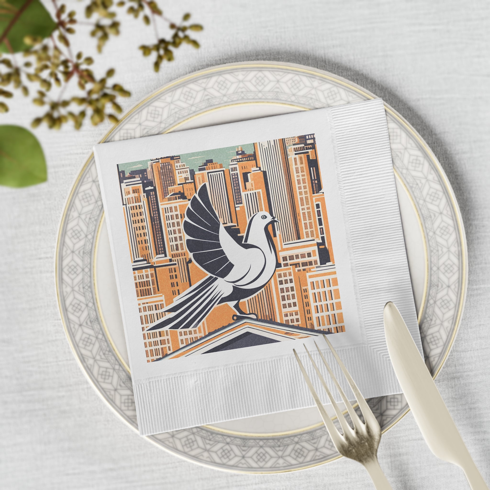 City Bird on Rooftop Napkins