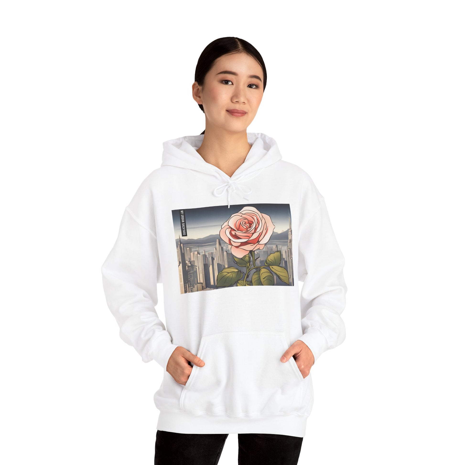 City Rose Unisex Hoodie - Cozy Gift for Plant Lovers, Floral Sweatshirt for Spring, Comfortable Everyday Wear, Birthday Present