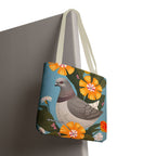 Pigeon and Yellow Flowers Tote Bag with Cotton Handles For Everyday Use, 3 Sizes