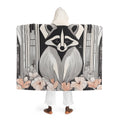 Urban Raccoon with Flowers, Hooded Sherpa Fleece Blanket