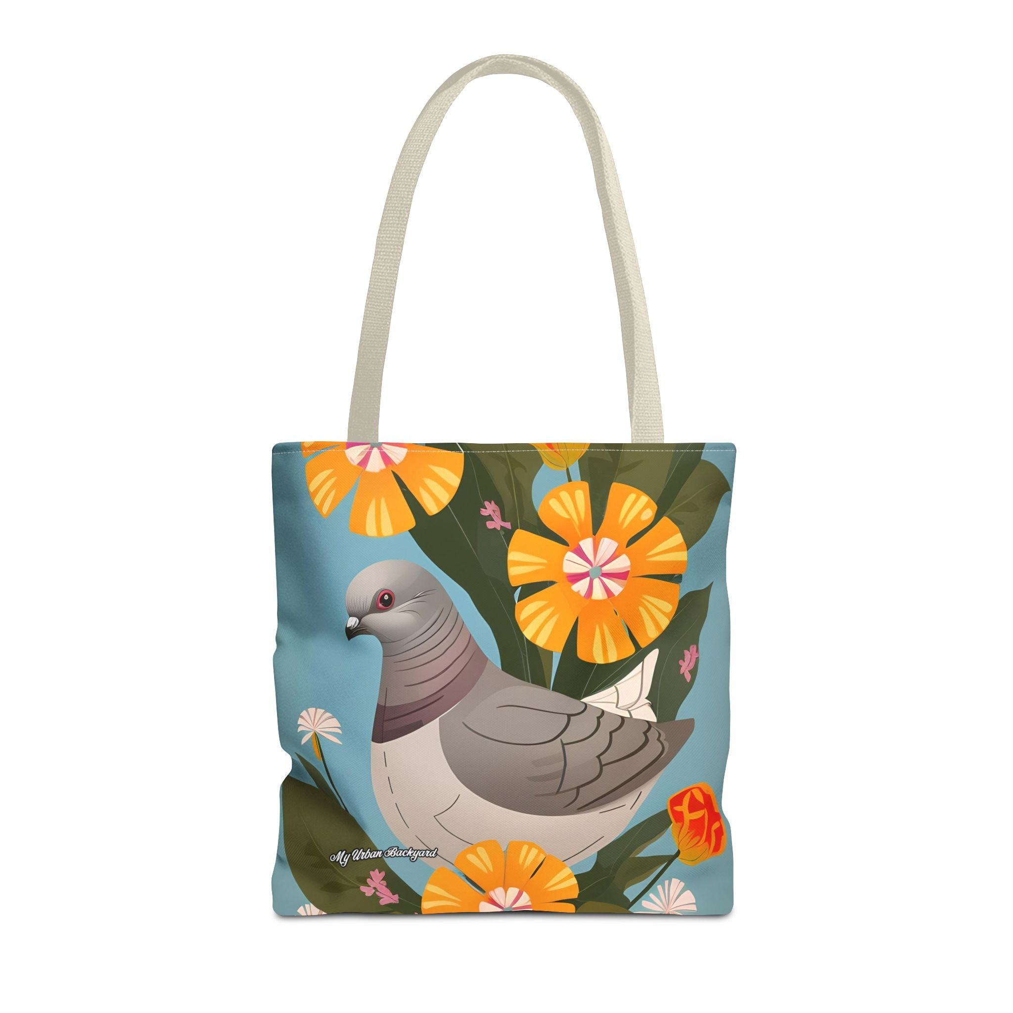 Pigeon and Yellow Flowers Tote Bag with Cotton Handles For Everyday Use, 3 Sizes
