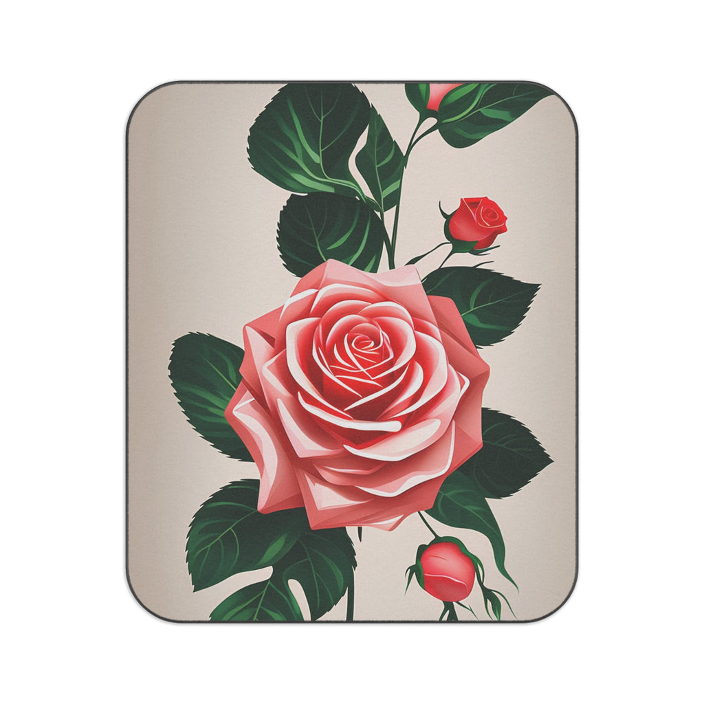 Pink Rose Flowers, Cozy Outdoor Picnic Blanket , Water-Resistant Bottom, 51" × 61"