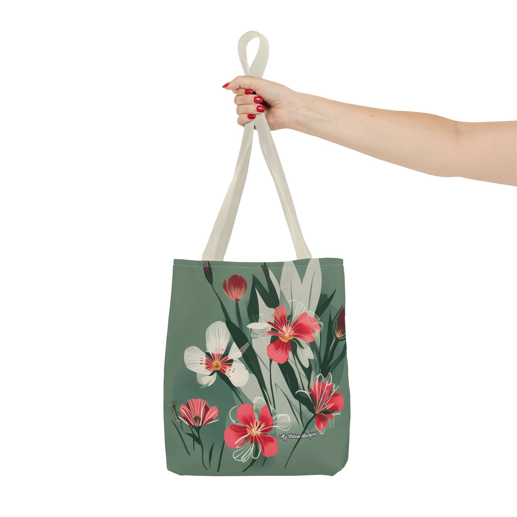 White and Red Wildflowers Tote Bag with Cotton Handles For Everyday Use, 3 Sizes