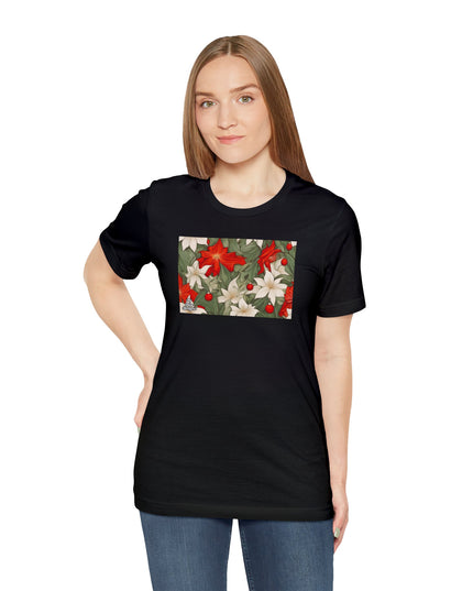 Holiday Flowers, Soft 100% Jersey Cotton T-Shirt, Unisex, Short Sleeve, Retail Fit