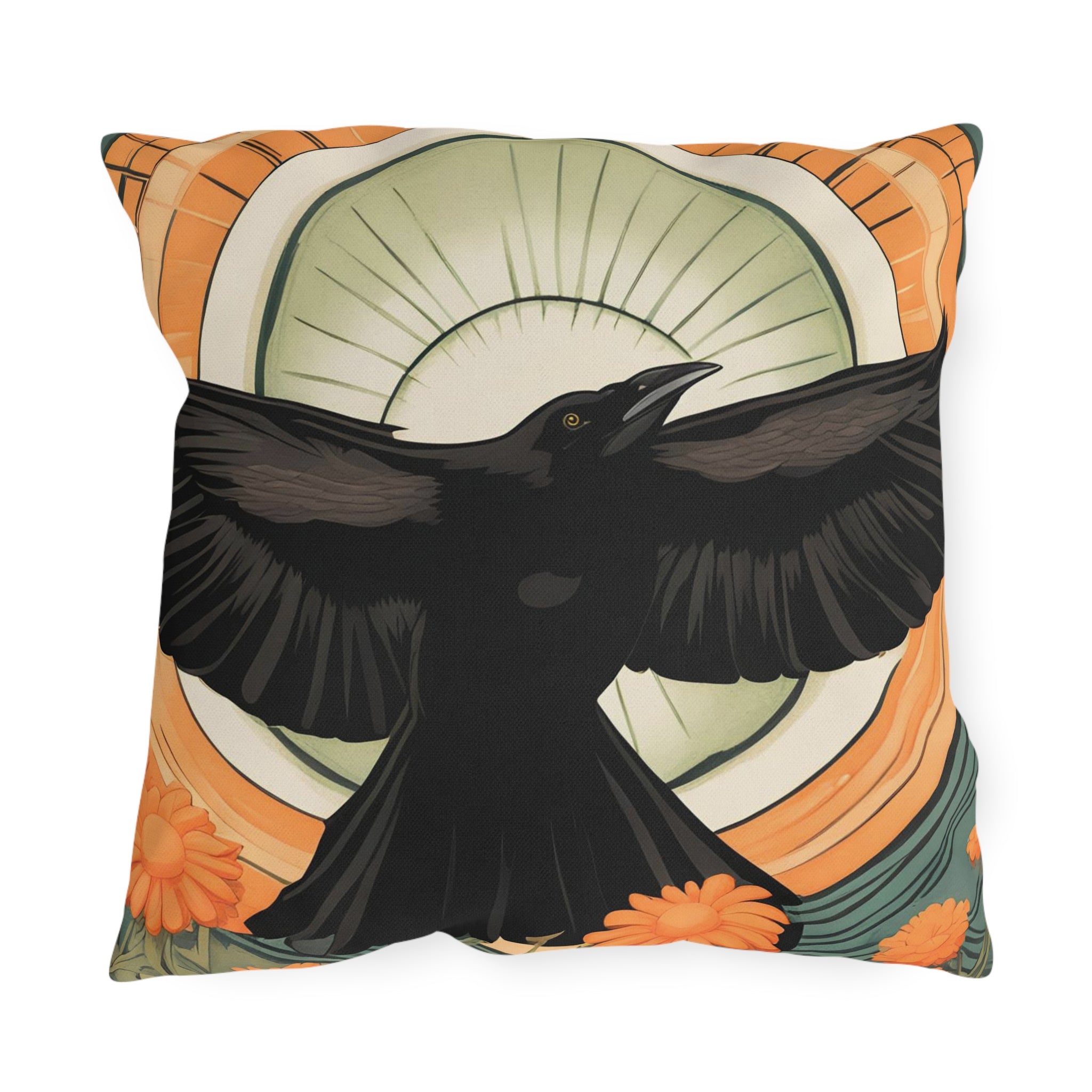 Flying Crow, Throw Pillow