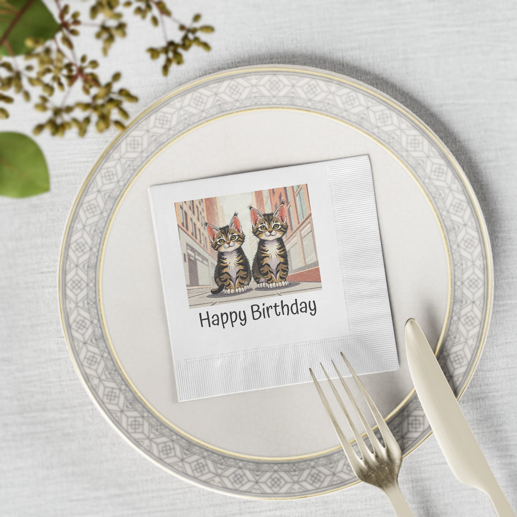 Tabby Kittens Birthday Napkins