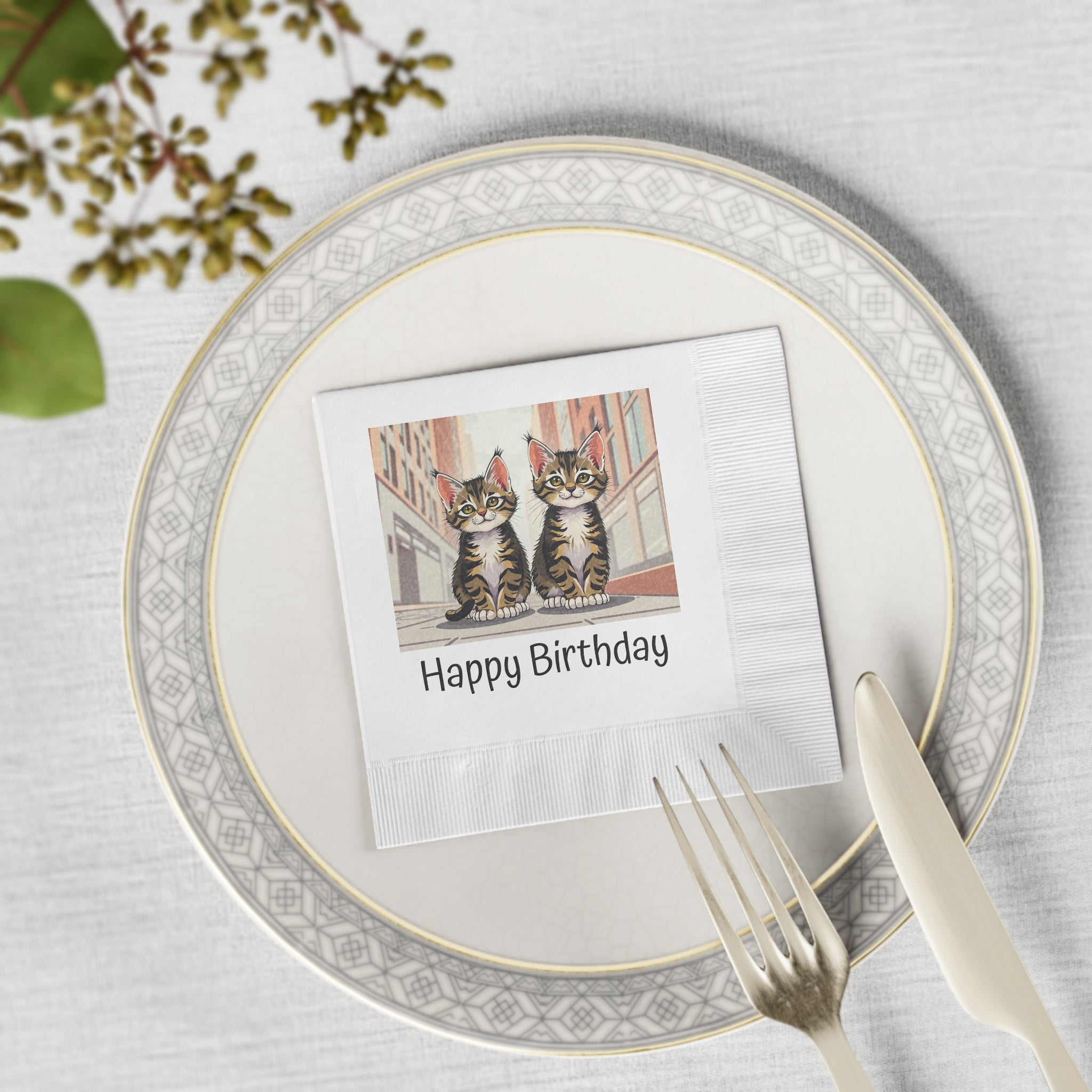 Tabby Kittens Birthday Napkins