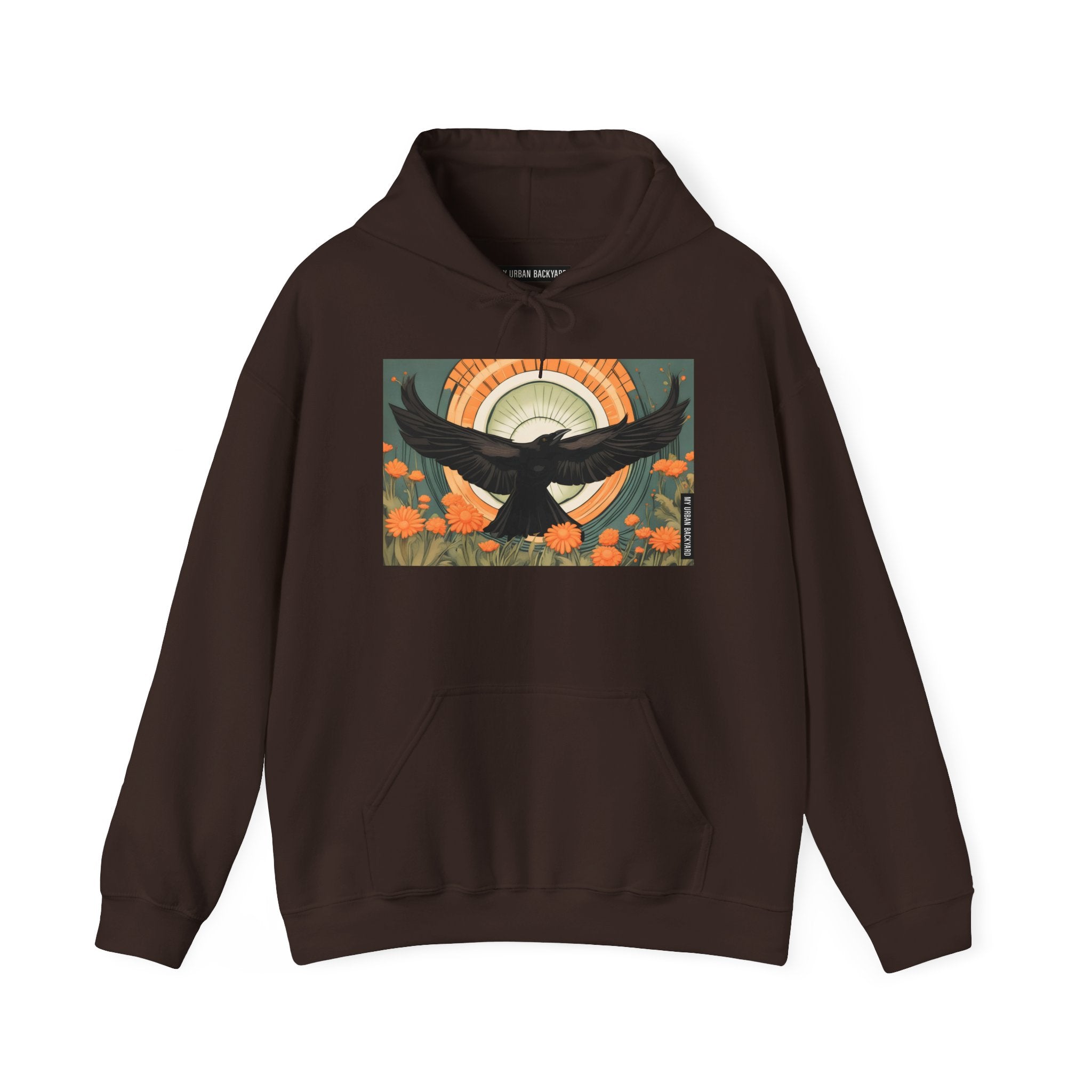 Flying Crow Hoodie, Cozy Bird Design Sweatshirt, Gift for Nature Lovers, Fall Fashion, Eco-Friendly Apparel