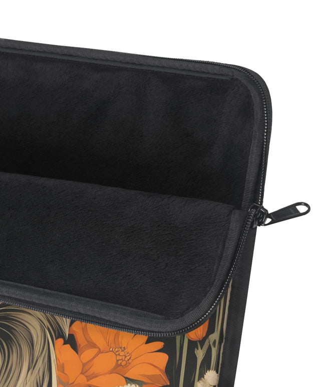 Wolf with Flowers, Laptop Carrying Case, Top Loading Sleeve for School or Work