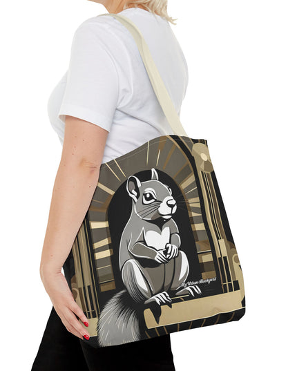 Art Deco Squirrel, Tote Bag with Cotton Handles For Everyday Use, 3 Sizes