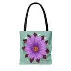 Purple Flower Tote Bag with Cotton Handles For Everyday Use, 3 Sizes