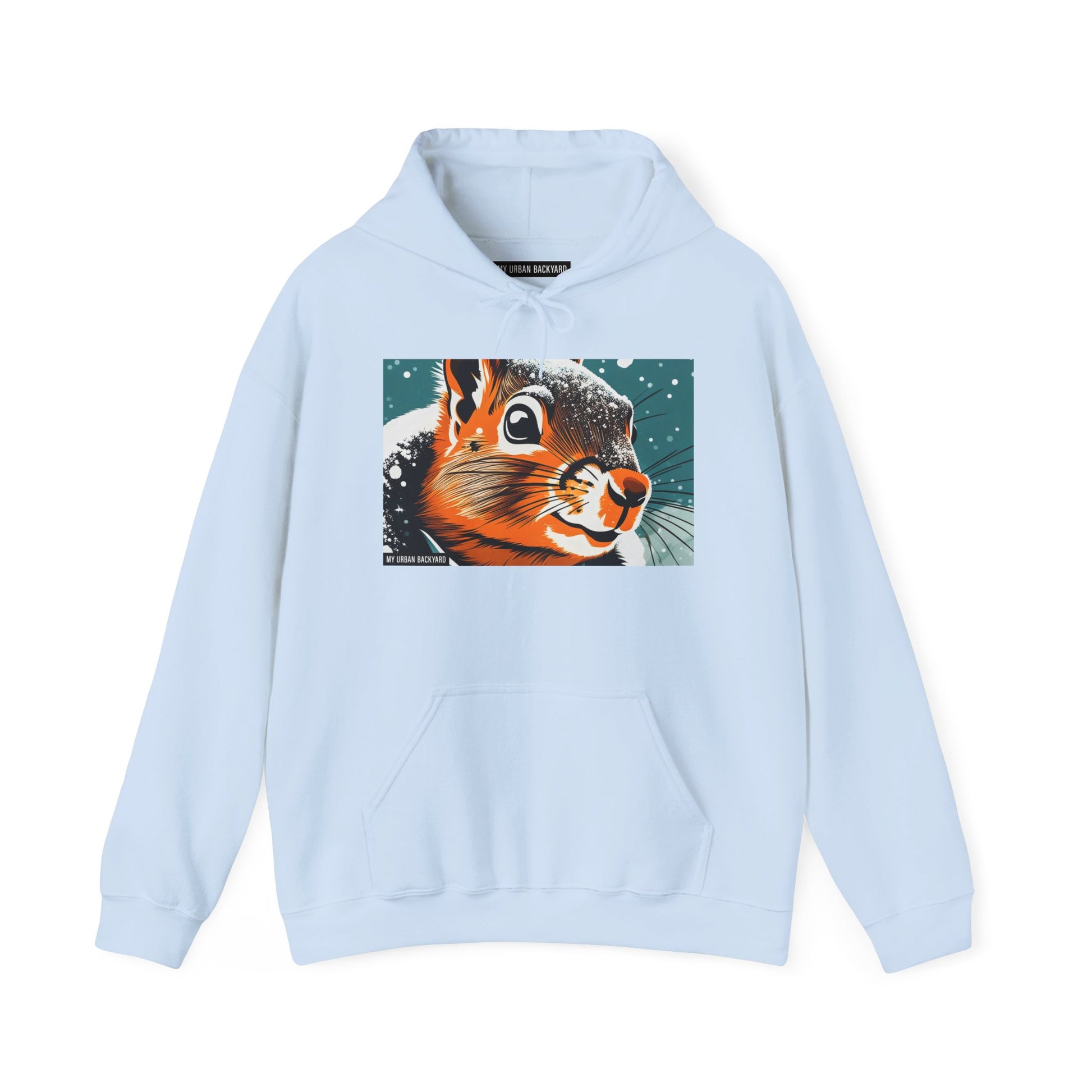 Winter Squirrel Sweatshirt - Unisex Heavy Blend Hooded, Cute Animal Apparel, Winter Fashion, Gift for Nature Lovers, Snowy Days, Cozy Wear