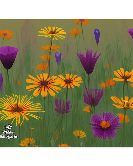 Computer Mouse Pad, Non-slip rubber bottom, Orange and Purple Wildflowers