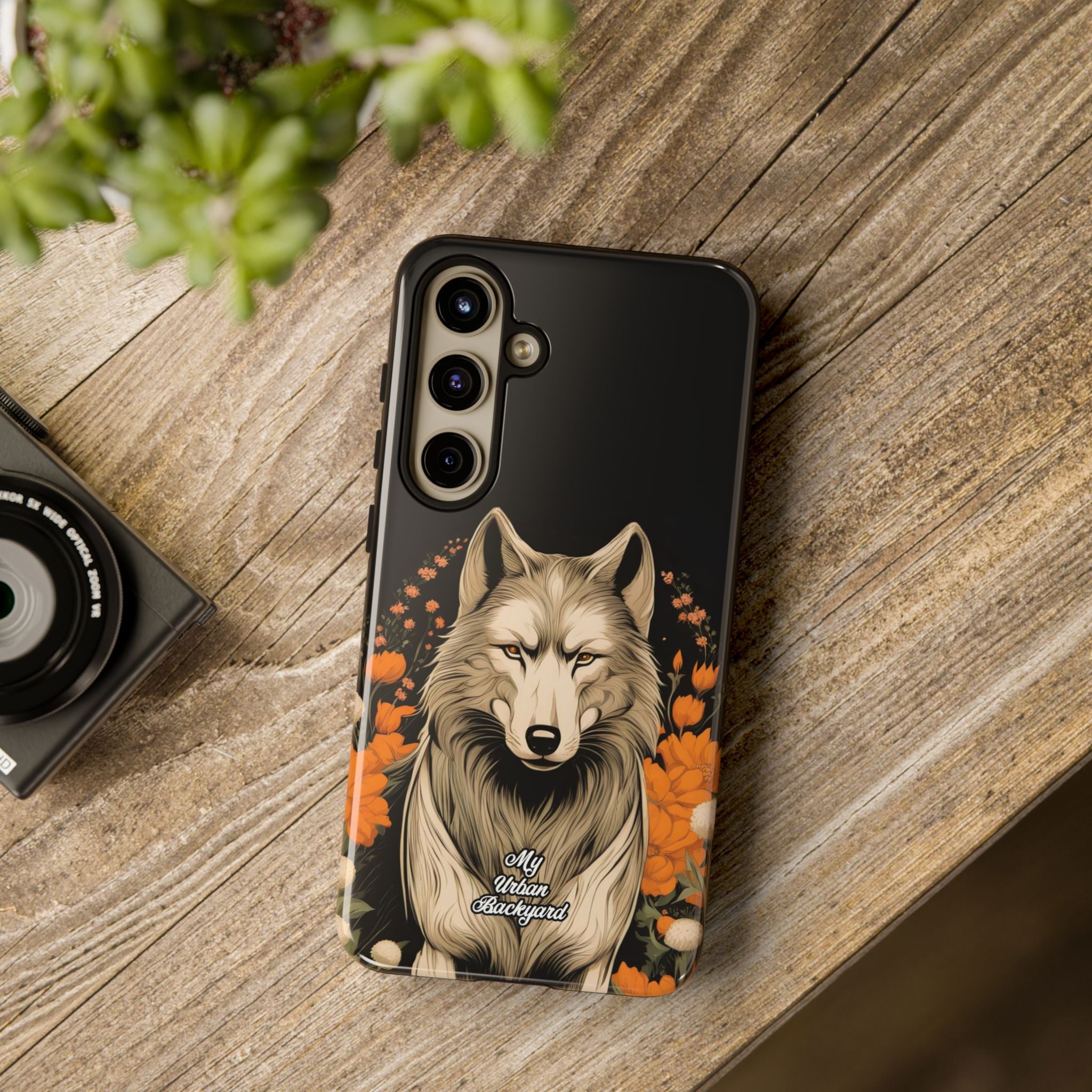 Wolf with Flowers, Animal Cell Phone Case - Apple, Samsung, Google Pixel