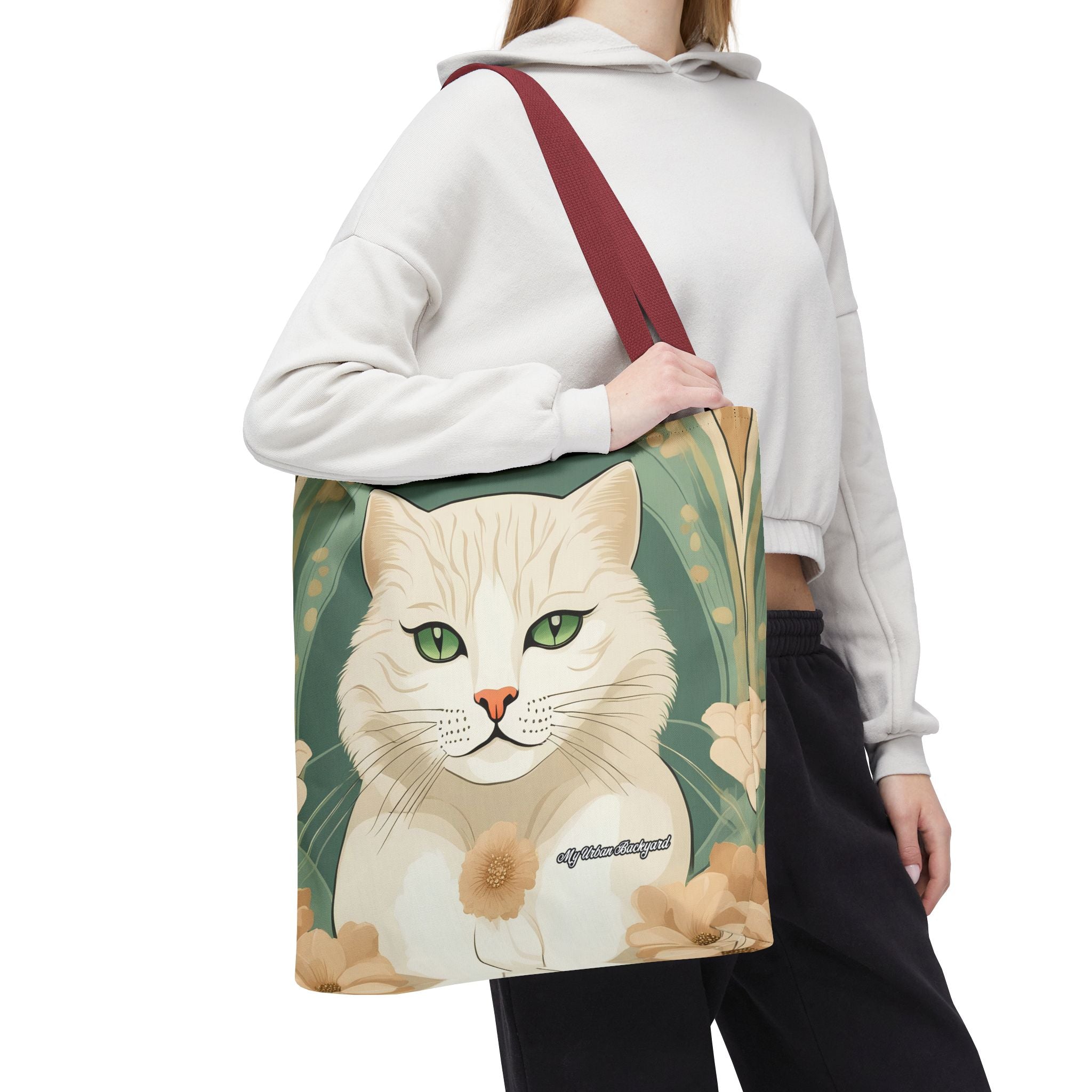 Blanca Purrington, Cat Tote Bag with Cotton Handles For Everyday Use, 3 Sizes
