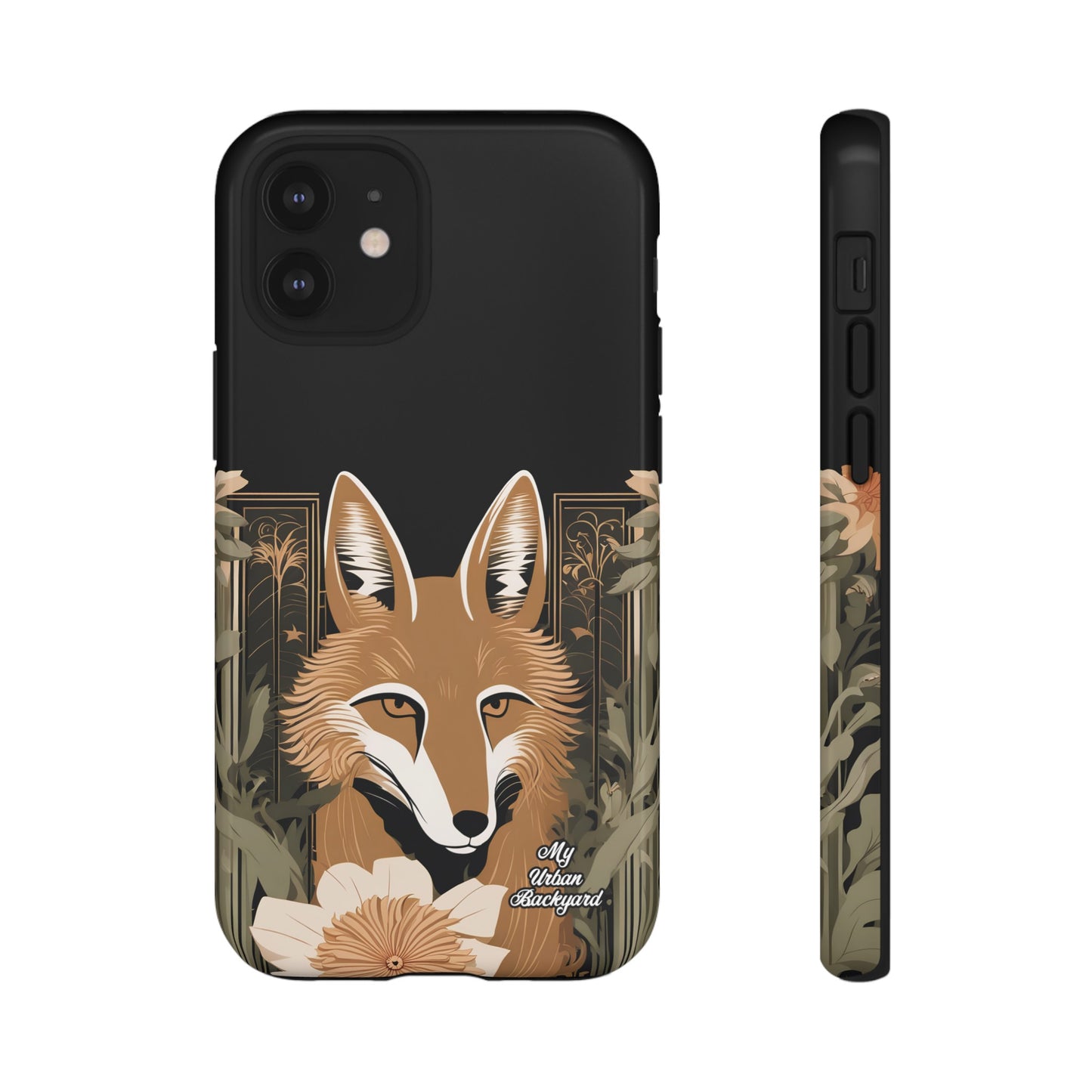 Art Deco Coyote with Flower, Cell Phone Case - Apple, Samsung or Google Pixel