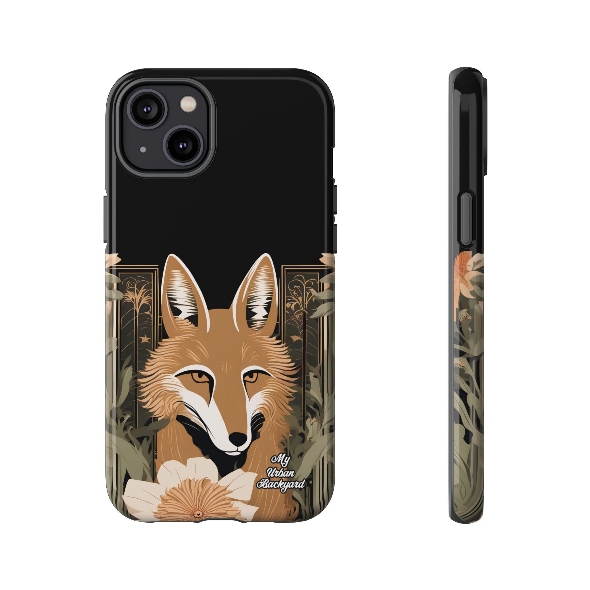 Art Deco Coyote with Flower, Cell Phone Case - Apple, Samsung, Google Pixel