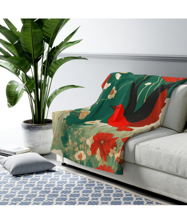 Red Bird, Sherpa Fleece Blanket for Cozy Warmth, 50"x60"