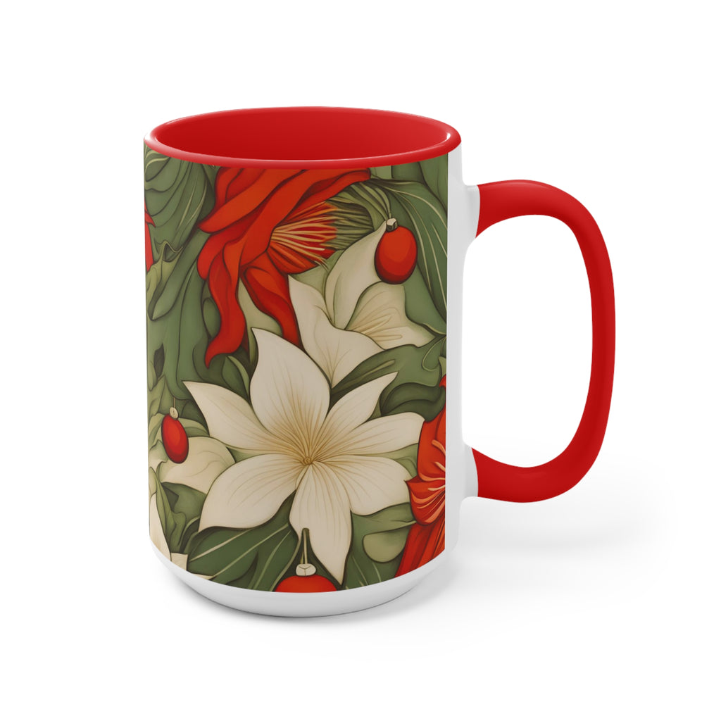 Christmas Flowers, Ceramic Mug - Perfect for Coffee, Tea, and More!