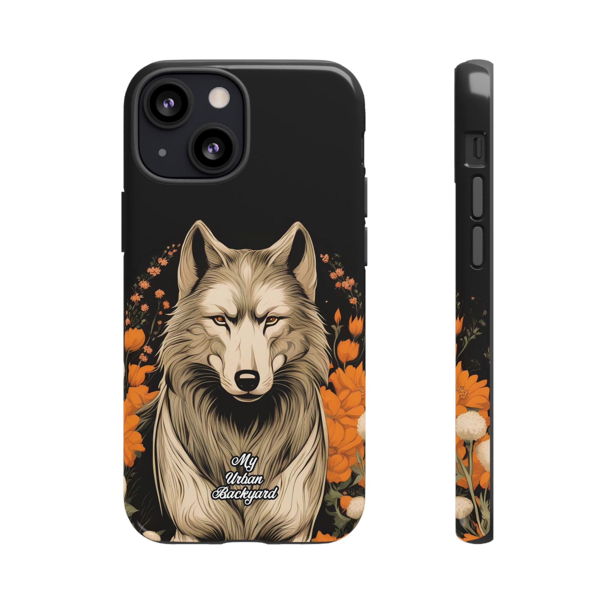 Wolf with Flowers, Animal Cell Phone Case - Apple, Samsung, Google Pixel