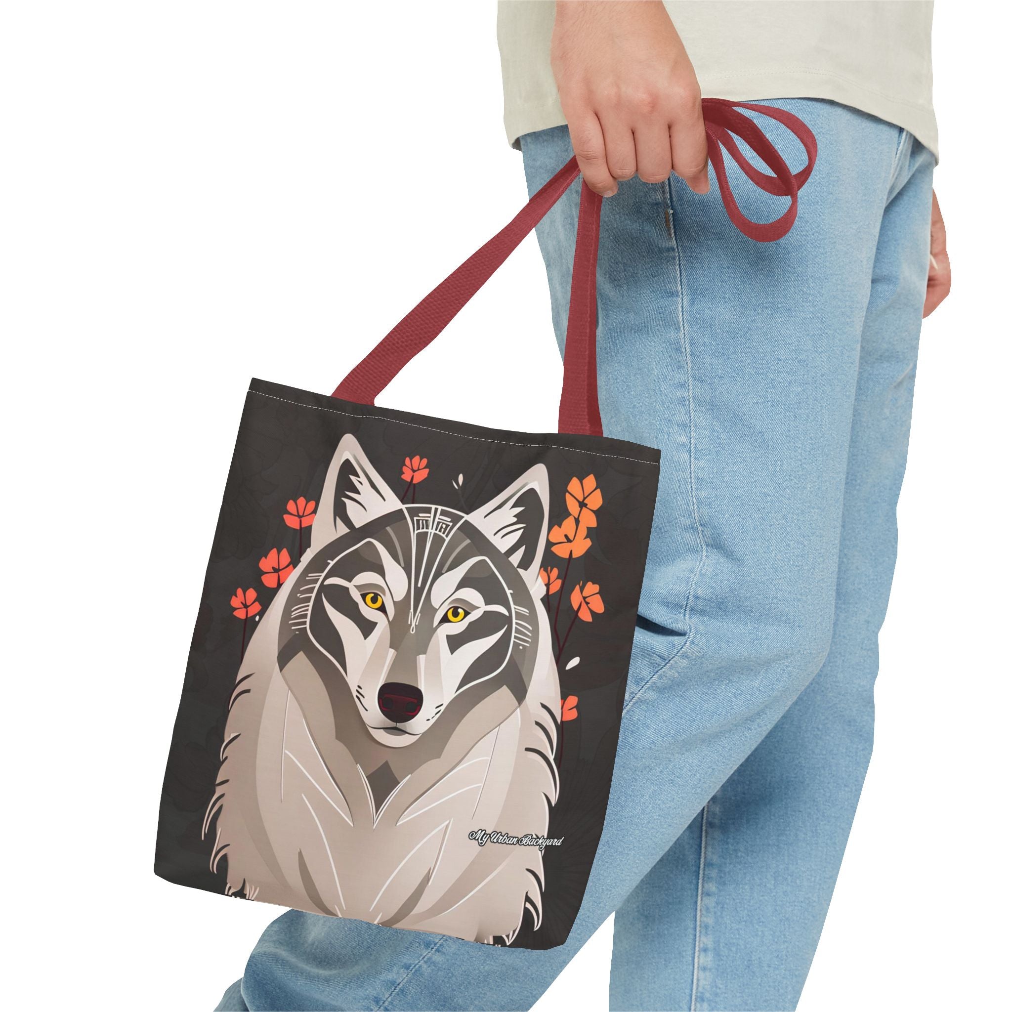 Art Deco Wolf Tote Bag with Cotton Handles For Everyday Use, 3 Sizes