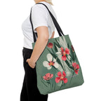 White and Red Wildflowers Tote Bag with Cotton Handles For Everyday Use, 3 Sizes