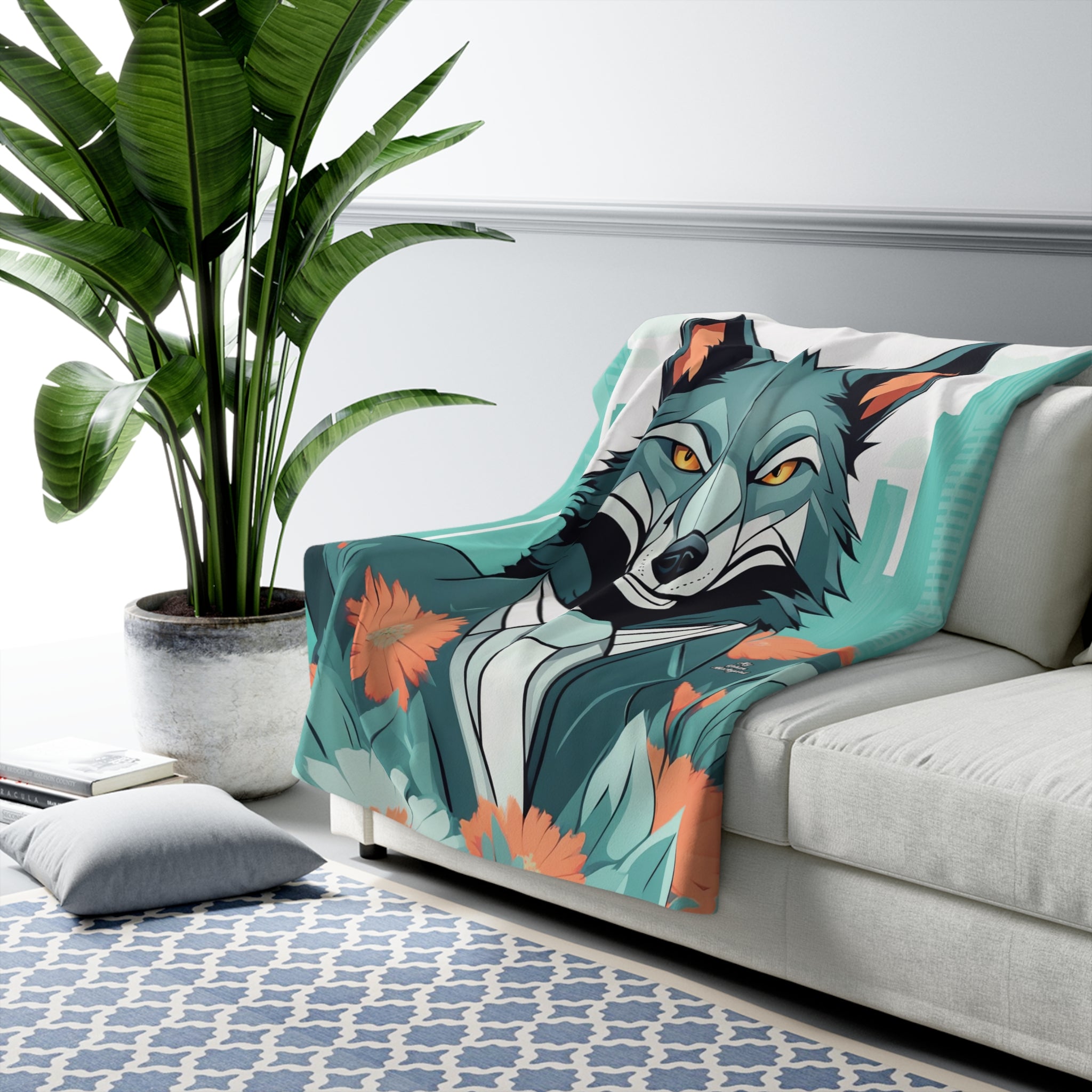 Vincent Blueclaw, Wolf Sherpa Fleece Blanket