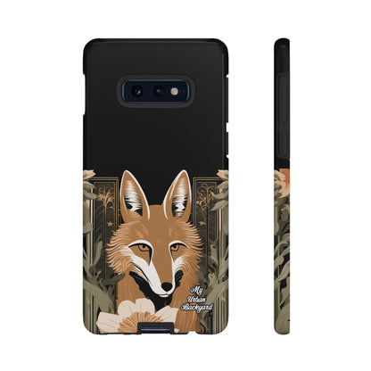 Art Deco Coyote with Flower, Cell Phone Case - Apple, Samsung or Google Pixel