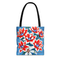 Bouquet of Red White and Blue Flowers Tote Bag with Cotton Handles For Everyday Use, 3 Sizes