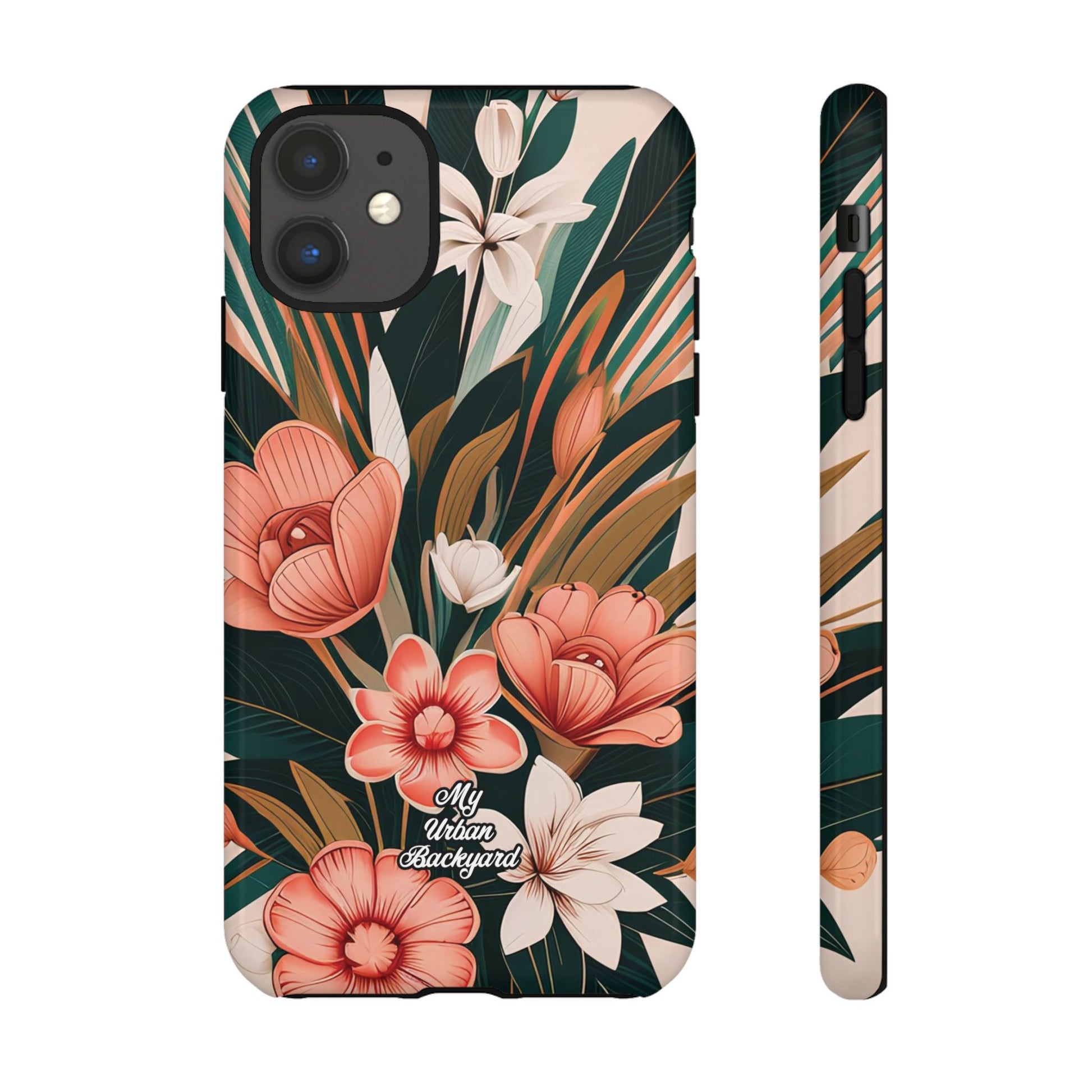 Peach Art Deco Flowers, Cell Phone Case - Apple, Samsung, Google Pixel