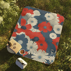 Patriotic Floral Picnic Blanket - Outdoor Blanket for Family Gatherings, Beach Days, Festivals, Camping, and Summer Celebrations, 51" × 61"